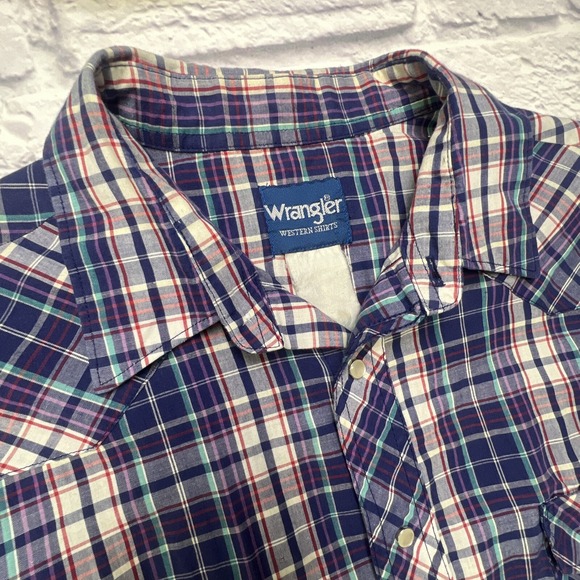 Wrangler Western Shirt Men's XXL Purple Plaid Long Sleeve‎ Cowboy Snap Vintage - Picture 1 of 8
